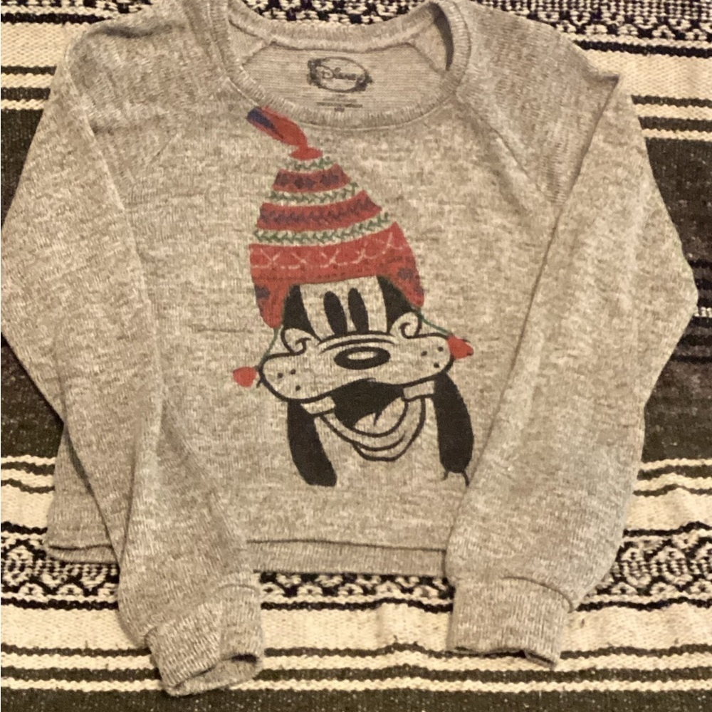 Disney Gray Sweater with Goofy Print-Sz Med